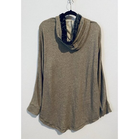 Soft Surroundings Sweatshirt Womens Medium Cozy Cabin Cuddle Up Fur Trim Hoodie - Picture 4 of 7